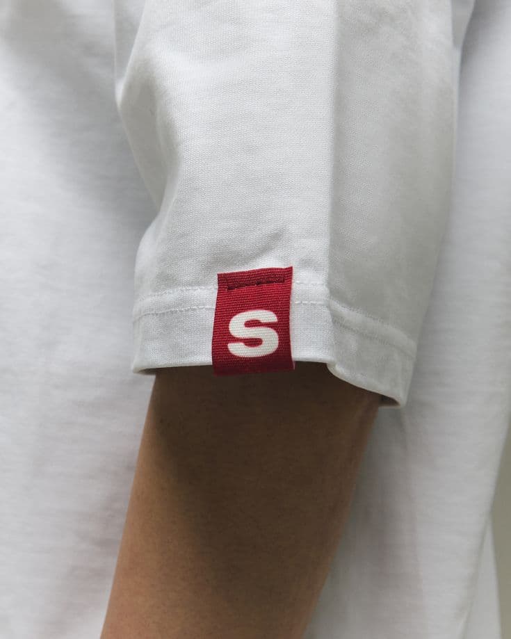 Woven label on a merch t-shirt