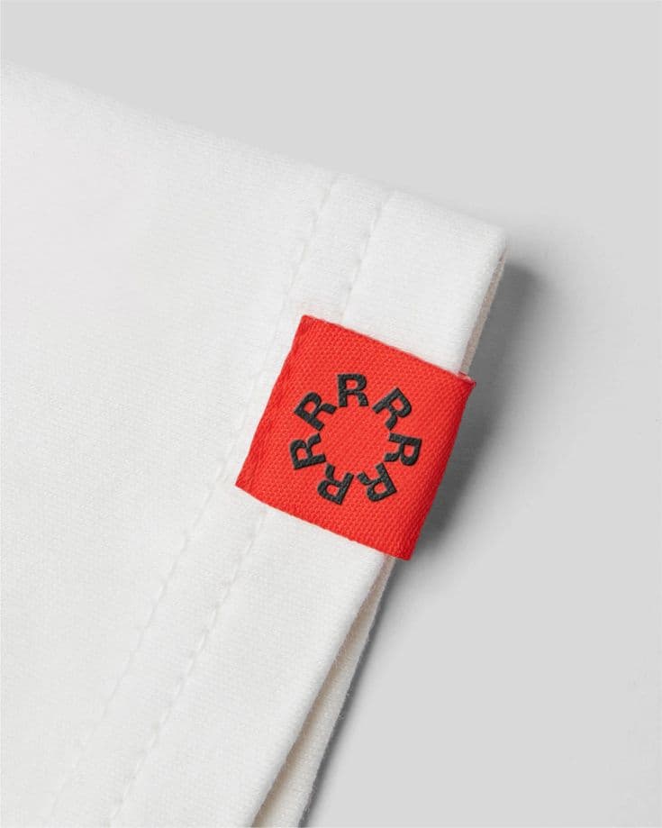 Woven brand label on a linen garment